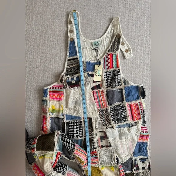 Jaded Gypsy / Patchwork of many colors overalls / Boho Jumpsuit nwt - Picture 11 of 11